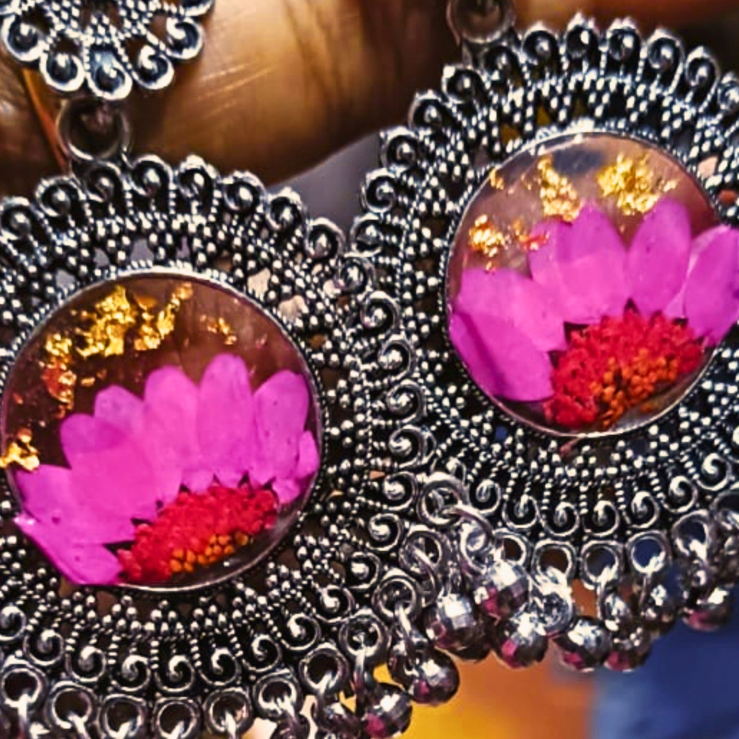 Gulnaar Resin Jhumko – Petal-Perfect Elegance