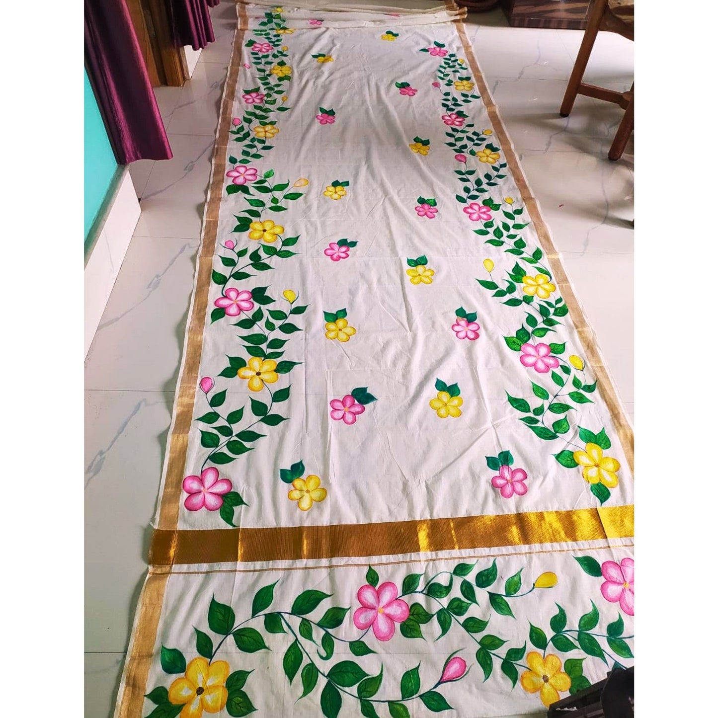 Pushpavali Hand-Painted Saree