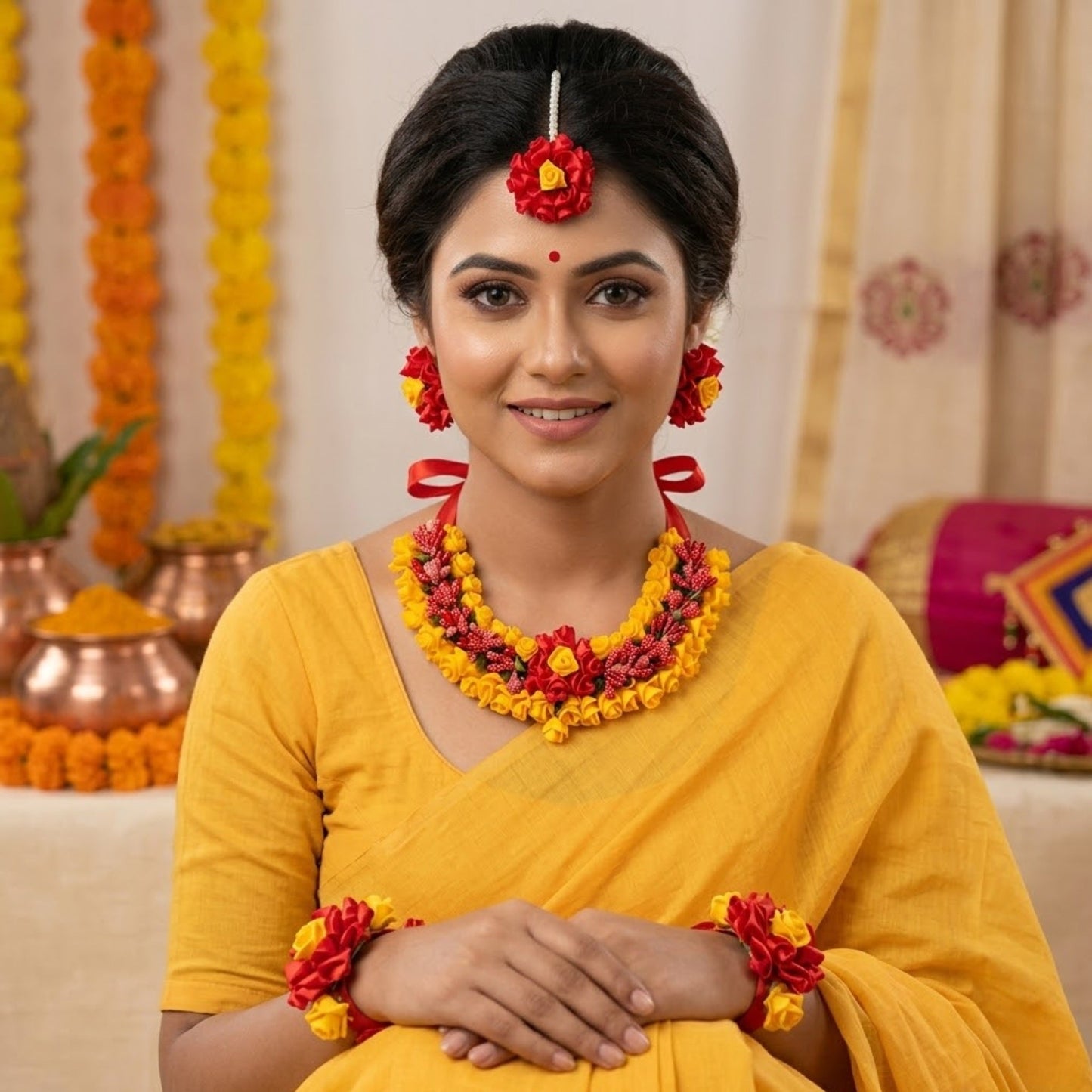 Tulaika  Floral Haldi Bridal Set –  Gaye Holud Jewellery
