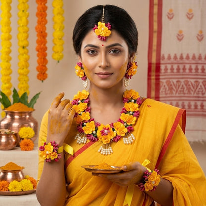 Nandini Sunflower Haldi Jewellery – Gaye Holud Jewellery