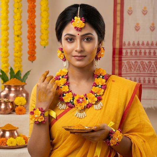 Nandini Sunflower Haldi Jewellery – Gaye Holud Jewellery
