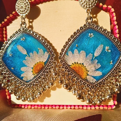 Floral Harmony Resin Jhumka – Handcrafted Elegance