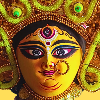 Trinayani Durga Chhau Mukhosh –  (14×14 inch)