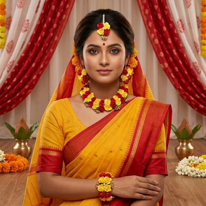 Mallika Mogra Floral Haldi Jewellery Set – Gaye Holud