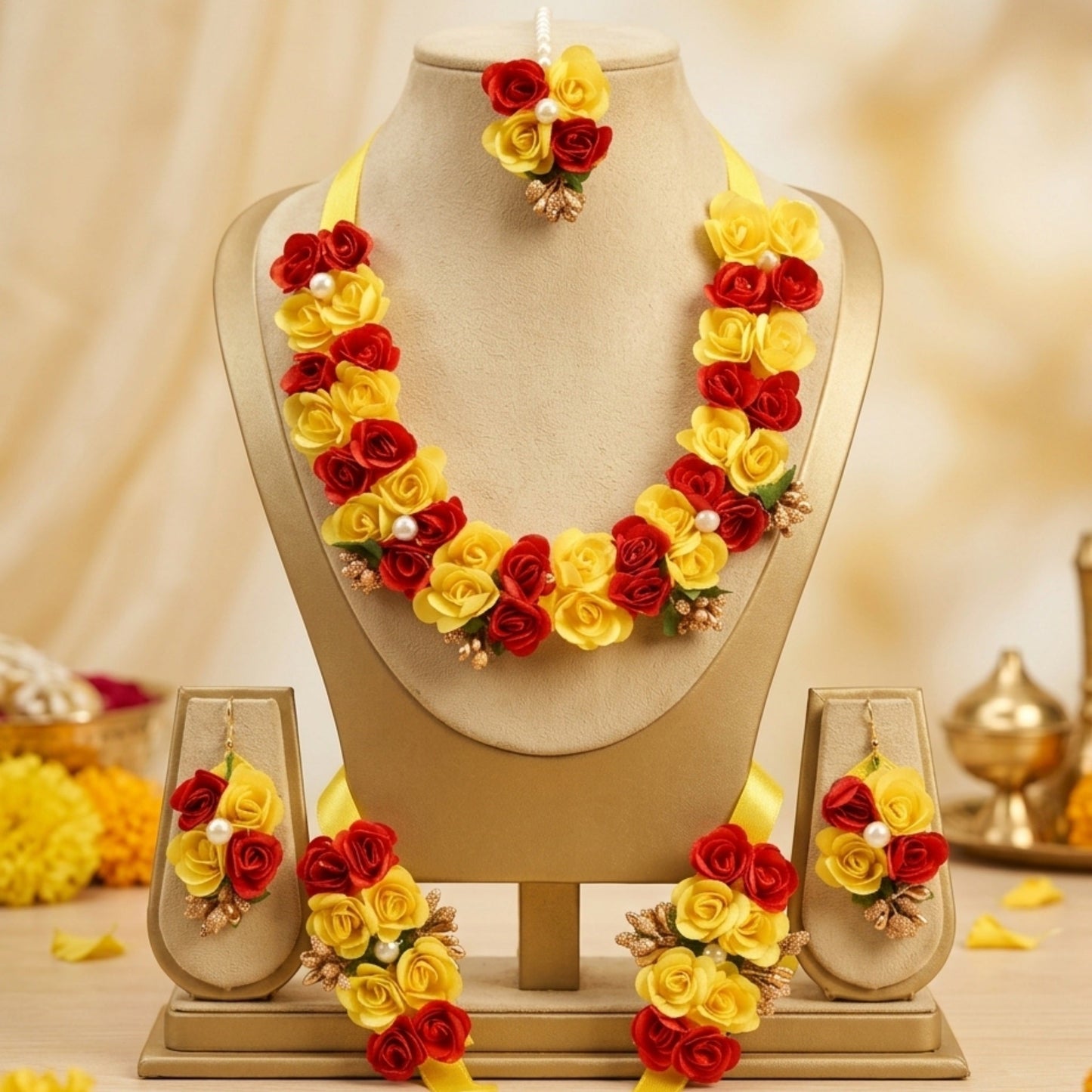 Mallika Mogra Floral Haldi Jewellery Set – Gaye Holud
