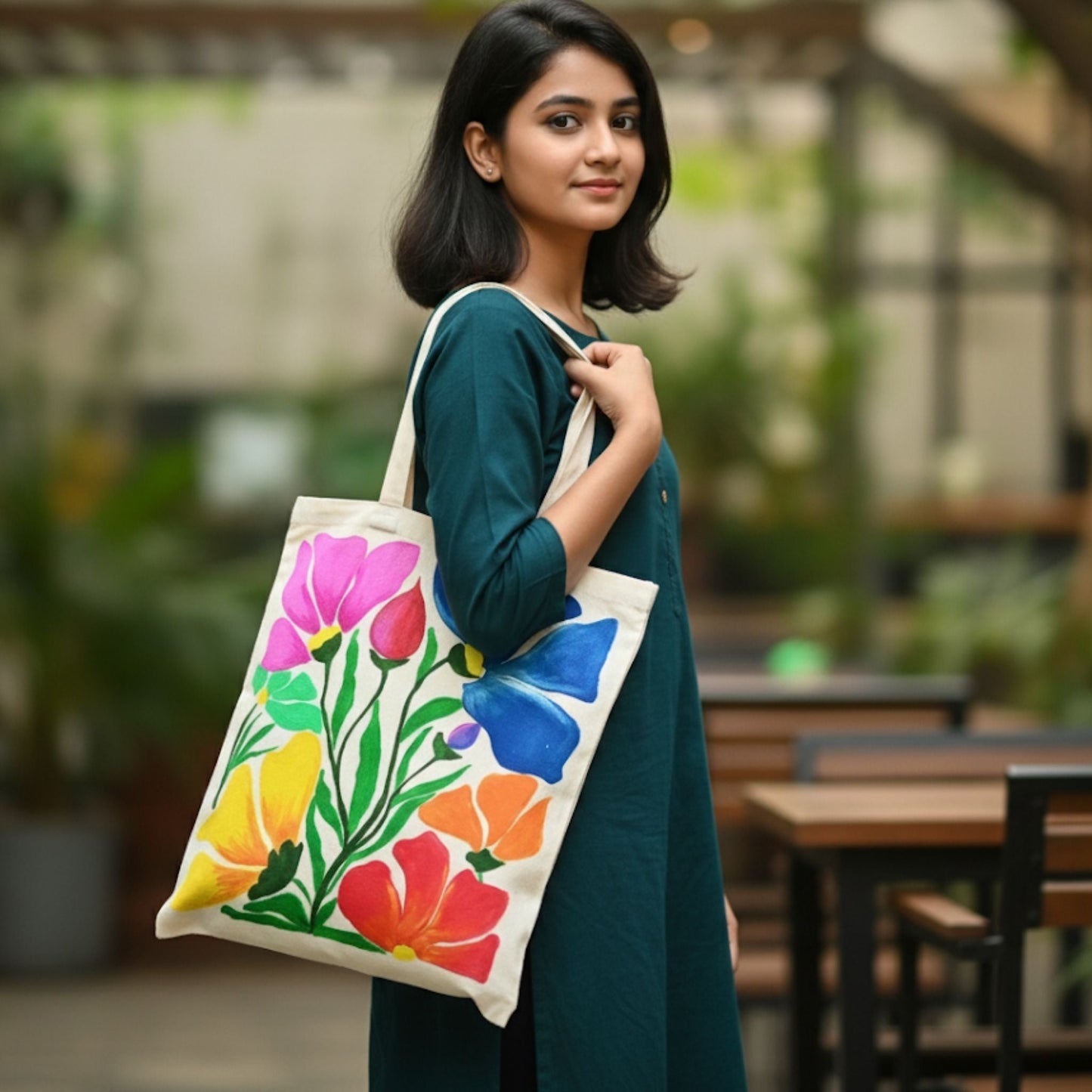 Floral Essence Tote – Flower Canvas Side Bag