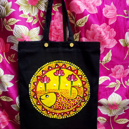 Folk Spirit Tote – Authentic Madhubani Art