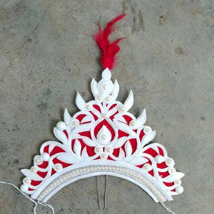 Serene White Feather Bridal Mukut