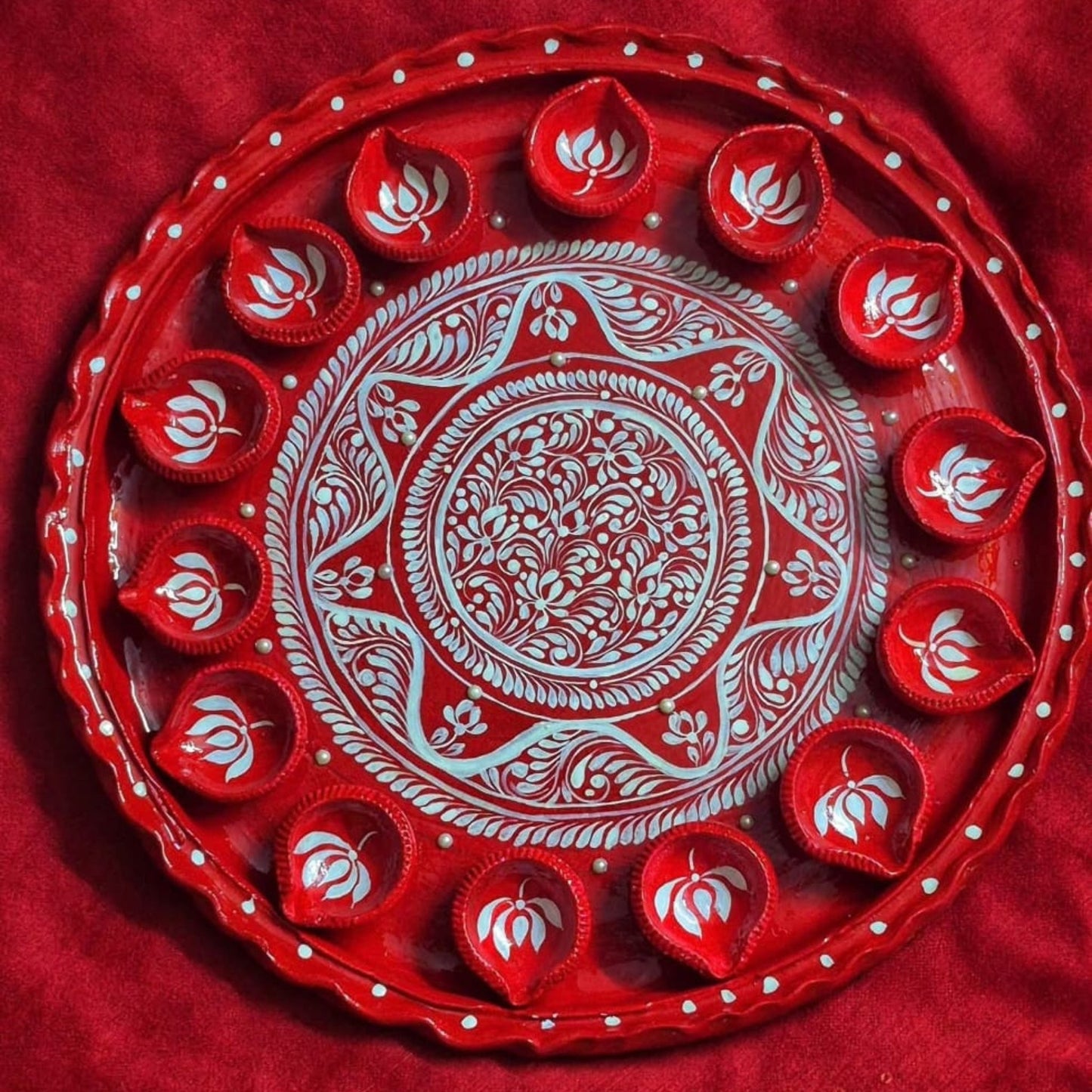 Kalash Charm Designer Mati Diya Set