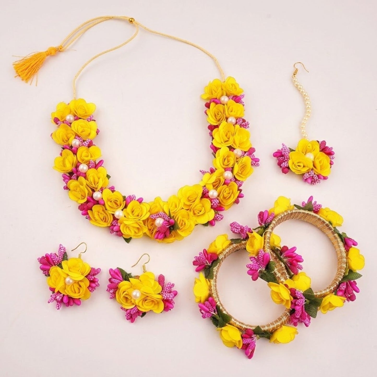 Floral Choker & Earring Set – Bengali Haldi Jewellery